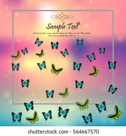Very high quality original trendy vector illustration of a spring background with butterflies. Frame for decoration,