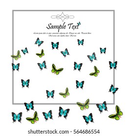 Very high quality original trendy vector illustration of a spring background with butterflies. Frame for decoration,