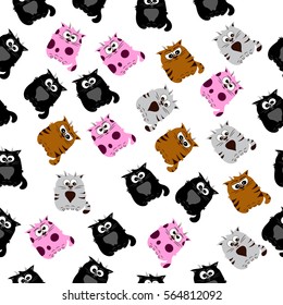 Very high quality original trendy vector seamless pattern with a Cute cat