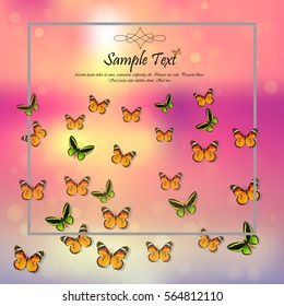 Very high quality original trendy vector illustration of a spring background with butterflies. Frame for decoration,