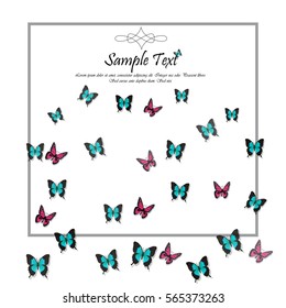 Very high quality original trendy vector illustration of a spring background with butterflies. Frame for decoration,