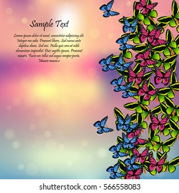 Very high quality original trendy vector illustration of a spring background with butterflies. Frame for decoration,