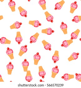 Very high quality original trendy vector seamless pattern with cherry ice cream
