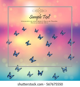 Very high quality original trendy vector illustration of a spring background with butterflies. Frame for decoration,