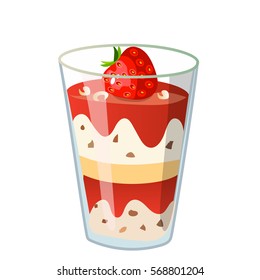 Very high quality original trendy illustration of strawberry ice cream in a glass