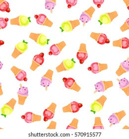 Very high quality original trendy vector seamless pattern with blueberries ice cream
