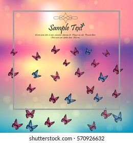 Very high quality original trendy vector illustration of a spring background with butterflies. Frame for decoration,