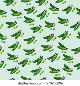 Very high quality original trendy vector seamless pattern with green peas pods