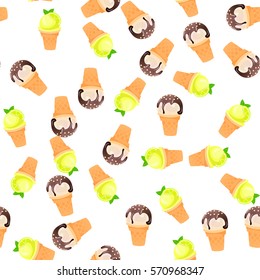Very high quality original trendy vector seamless pattern with mojito ice cream