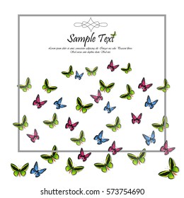 Very high quality original trendy vector illustration of a spring background with butterflies. Frame for decoration,
