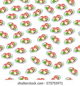 Very high quality original trendy seamless pattern with strawberry and mint ice cream in a glass