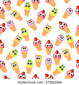 Very high quality original trendy vector seamless pattern with blueberries ice cream