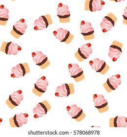 Very high quality original trendy vector seamless pattern with a strawberry chocolate pancake