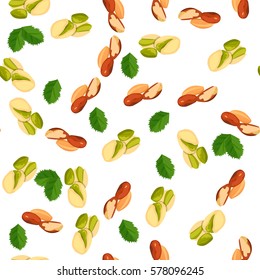 Very high quality original trendy vector seamless pattern with pistachio and brazil nut