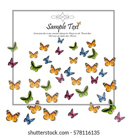 Very high quality original trendy vector illustration of a spring background with butterflies. Frame for decoration,