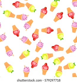 Very high quality original trendy vector seamless pattern with blueberries ice cream