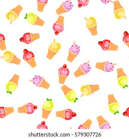 Very high quality original trendy vector seamless pattern with blueberries ice cream
