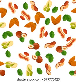 Very high quality original trendy vector seamless pattern with almonds, pistachio and coconut
