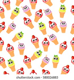 Very high quality original trendy vector seamless pattern with blueberries ice cream
