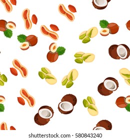 Very high quality original trendy vector seamless pattern with pistachio, coconut and hazelnut