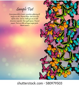 Very high quality original trendy vector illustration of a spring background with butterflies. Frame for decoration,