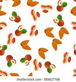 Very high quality original trendy vector seamless pattern with almonds , peanut and hazelnut