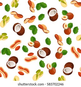 Very high quality original trendy vector seamless pattern with pistachio, coconut and hazelnut