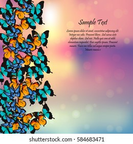 Very high quality original trendy vector illustration of a spring background with butterflies. Frame for decoration,