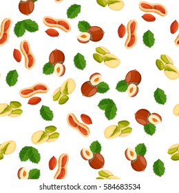 Very high quality original trendy vector seamless pattern with pistachio, peanut and hazelnut