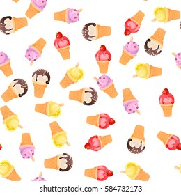 Very high quality original trendy vector seamless pattern with blueberries ice cream