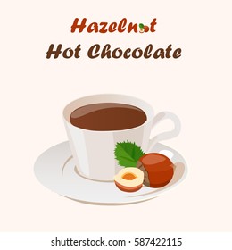 Very high quality original trendy vector illustration of hot hazelnut chocolate cup