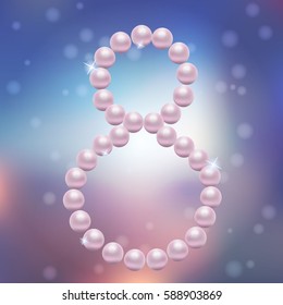 Very high quality original trendy vector illustration of 8 March International Women Day Greeting Card With pearl and rose on colorful background