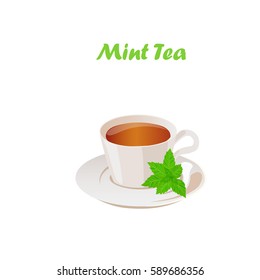 Very high quality original trendy vector illustration of tea cup with mint