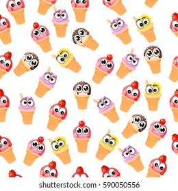 Very high quality original trendy vector seamless pattern with blueberries ice cream