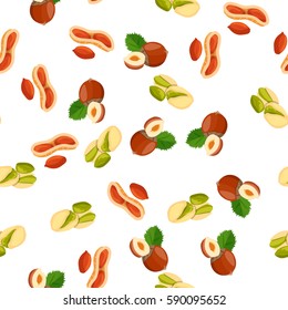 Very high quality original trendy vector seamless pattern with pistachio, peanut and hazelnut