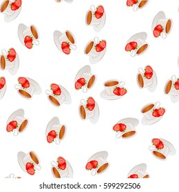 Very high quality original trendy vector seamless pattern tea cup with strawberry