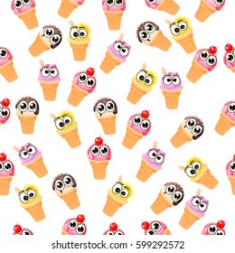 Very high quality original trendy vector seamless pattern with blueberries ice cream