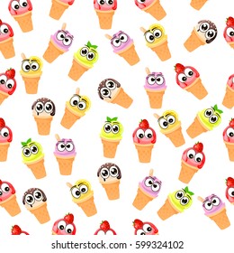 Very high quality original trendy vector seamless pattern with blueberries ice cream