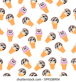 Very high quality original trendy vector seamless pattern with chocolate and blueberries ice cream