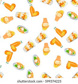 Very high quality original trendy vector seamless pattern with orange ice cream