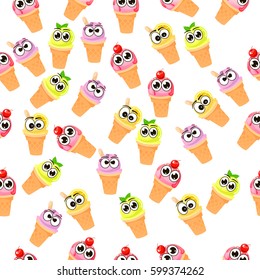 Very high quality original trendy vector seamless pattern with blueberries ice cream