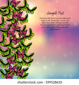 Very high quality original trendy vector illustration of a spring background with butterflies. Frame for decoration,