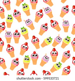 Very high quality original trendy vector seamless pattern with blueberries ice cream