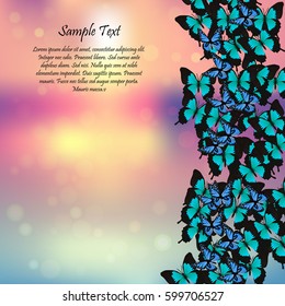 Very high quality original trendy vector illustration of a spring background with butterflies. Frame for decoration,