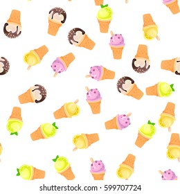 Very high quality original trendy vector seamless pattern with blueberries ice cream