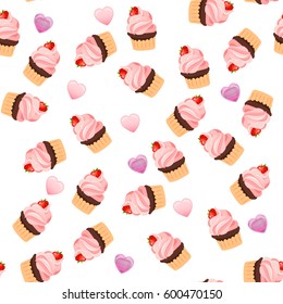 Very high quality original trendy vector seamless pattern with a strawberry chocolate pancake
