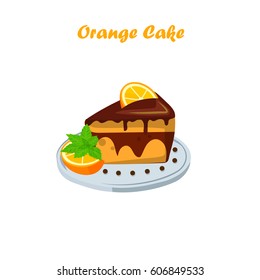 Very high quality original trendy vector illustration of orange cake or pie