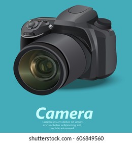 Very high quality original trendy vector illustration of realistic camera