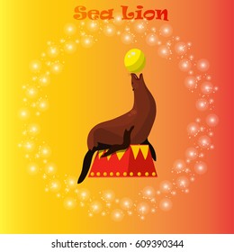 Very high quality original trendy vector illustration of Sea Lion or seal balancing a ball on its nose