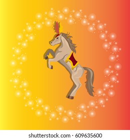 Very high quality original trendy vector illustration of circus or carnival horse with plume